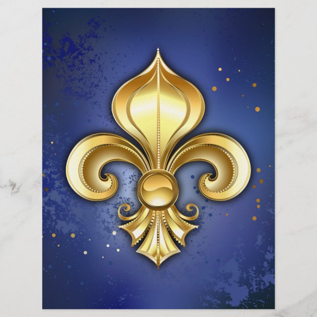 Guld Fleur de Lis på Blå Brevhuvud (Framsida)