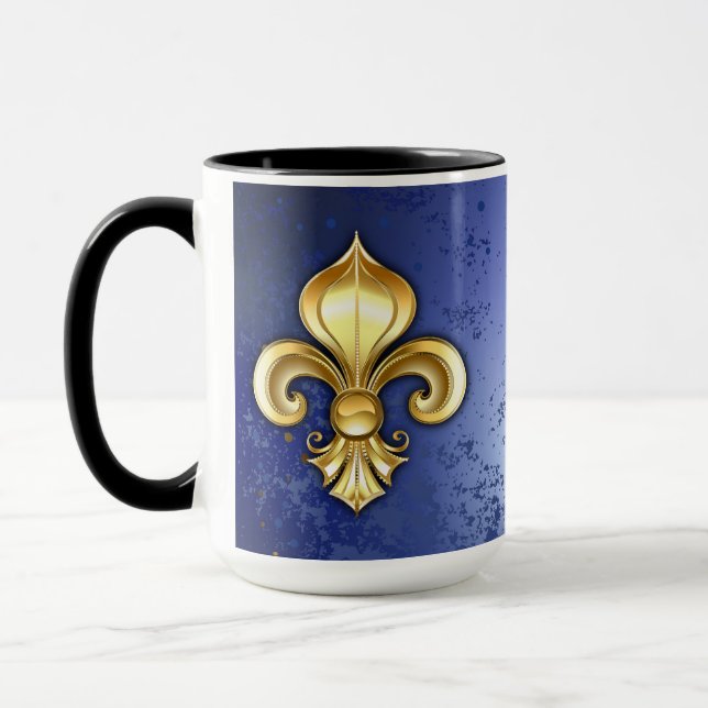 Guld Fleur de Lis på blå Mugg (Vänster)