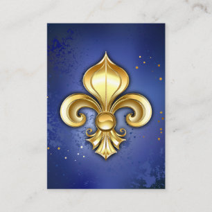 Guld Fleur de Lis på Blå Rabattkort