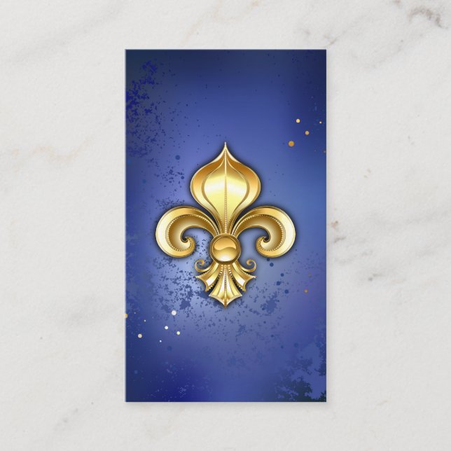 Guld Fleur de Lis på blå Rabattkort (Framsida)