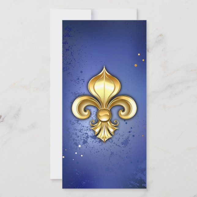 Guld Fleur de Lis på Blå Spara Datumet (Framsida)