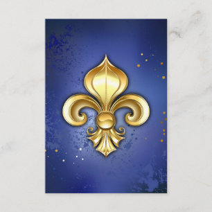 Guld Fleur de Lis på Blå Tilläggskort