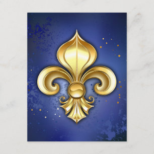 Guld Fleur de Lis på Blå Tilläggskort