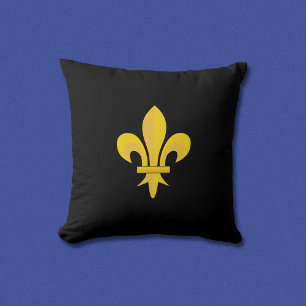 Guld Fleur de Lis på Black Pillow Kudde