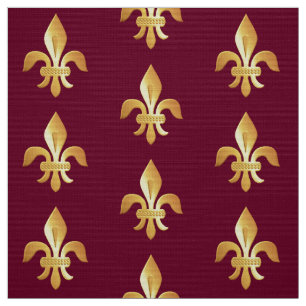 Guld Fleur-de-lis på burgundy Tyg