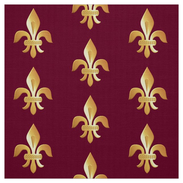 Guld Fleur-de-lis på burgundy Tyg (Provkarta)