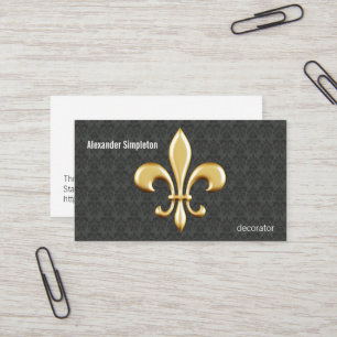 Guld- Fleur De Lis på damast Visitkort