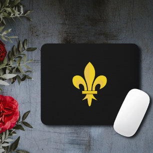 Guld Fleur de Lis på svart muspekare Musmatta