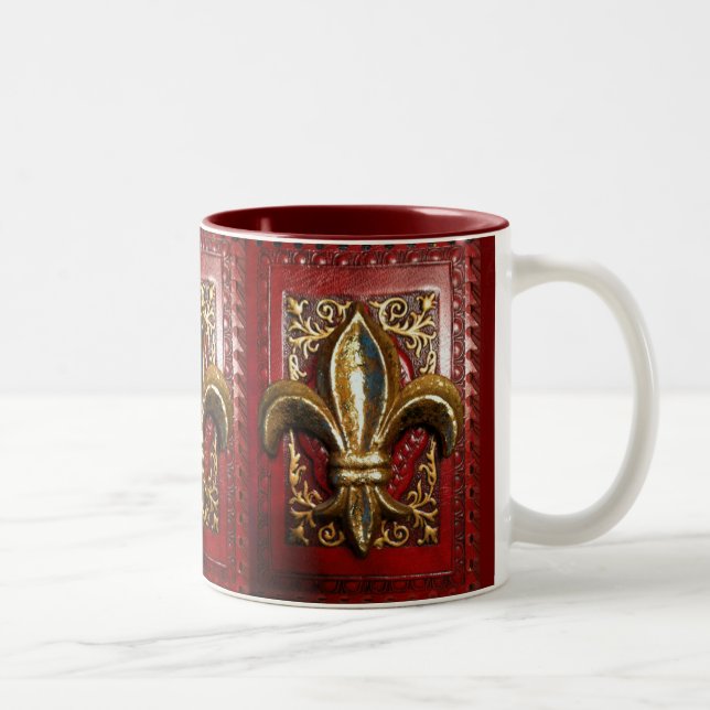 Guld- Fleur de lis på vintryckmuggen Två-Tonad Mugg (Höger)