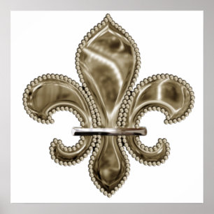 Guld Fleur de Lis Print Poster
