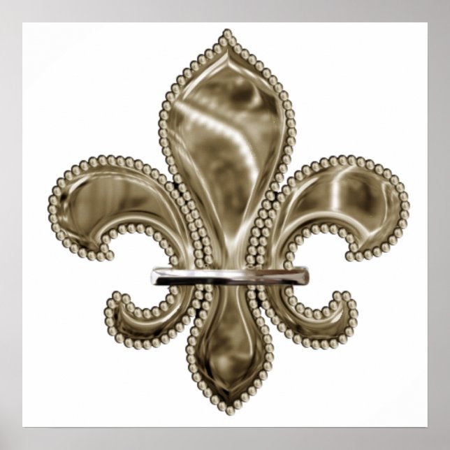 Guld Fleur de Lis Print Poster (Framsidan)