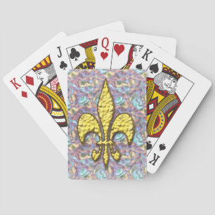 Guld Fleur de Lis Psychedelic Background Kortlek