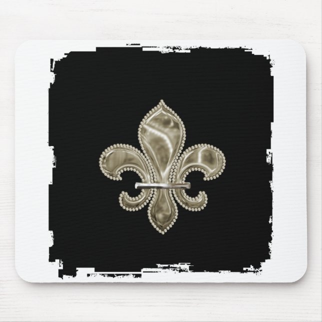 Guld Fleur de Lis Ragged Gräns Mousepad Musmatta (Framsidan)