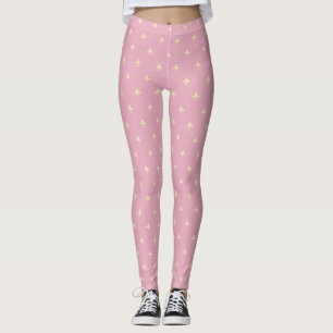 Guld Fleur-de-Lis Rosa Leggings
