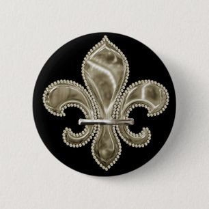 Guld Fleur de Lis Round Button Knapp