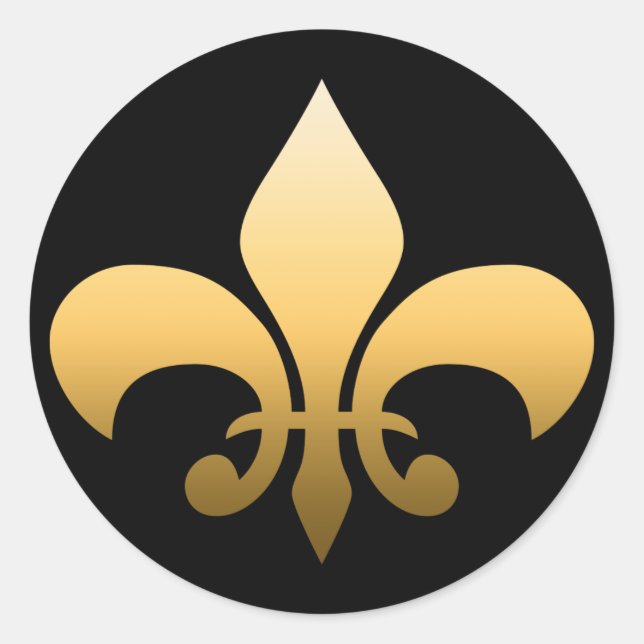 Guld Fleur de Lis Runt Klistermärke (Framsida)