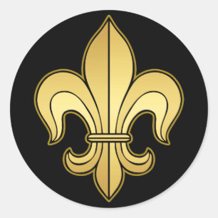 Guld Fleur de lis Runt Klistermärke