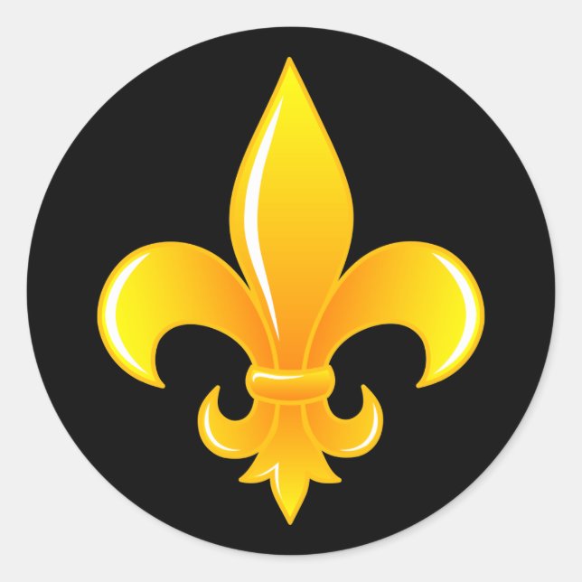 Guld Fleur De Lis Runt Klistermärke (Framsida)
