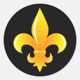Guld Fleur De Lis Runt Klistermärke