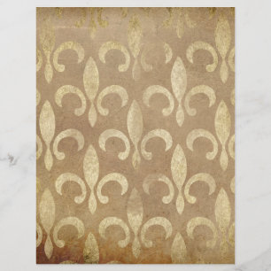Guld Fleur de Lis Scrapbook Papper