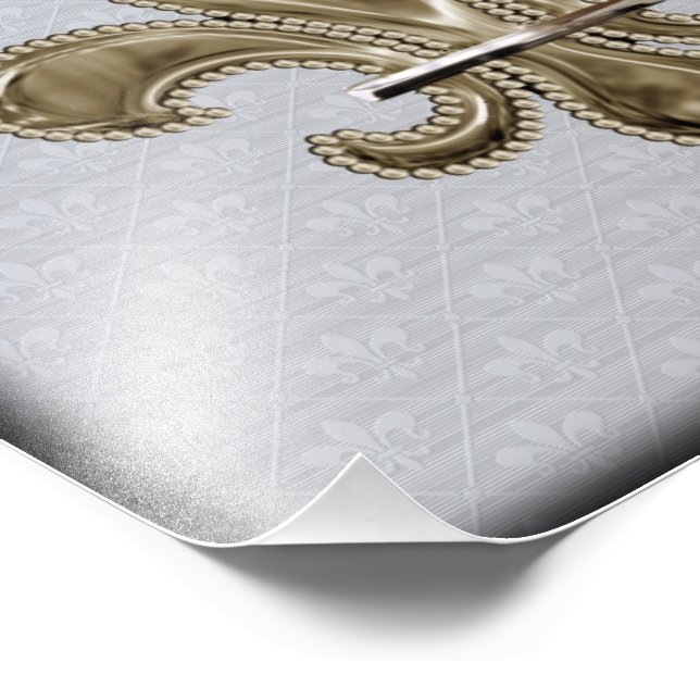 Guld Fleur de Lis silver, svart kant Fototryck (Hörn)