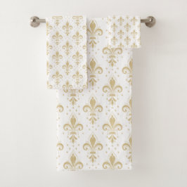 Guld fleur-de-lis sömlös mönster på vitt
