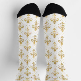 Guld fleur-de-lis sömlös mönster på vitt