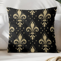 Guld fleur-de-lis sömlöst mönster på svart