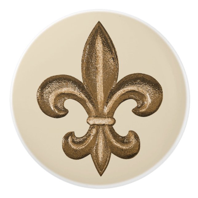 Guld Fleur de Lis & Taupe Knopp (Framsidan)