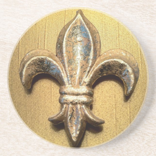Guld- Fleur de lis tryckkustfartyg Underlägg (Framsidan)