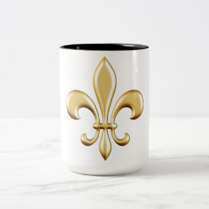 Guld- Fleur De Lis Två-Tonad Mugg