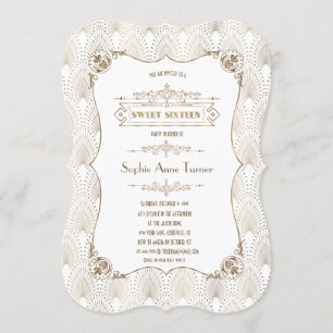 Guld Fleur-de-lis Underbar Gatsby 20:e Stil Sweet Inbjudningar