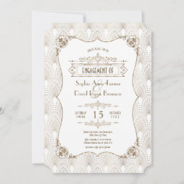 Guld Fleur-de-lis Underbar Gatsby Förlovningsfest Inbjudningar