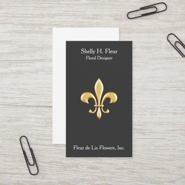 Guld- Fleur De Lis Visitkort (Fram/Back In Situ)