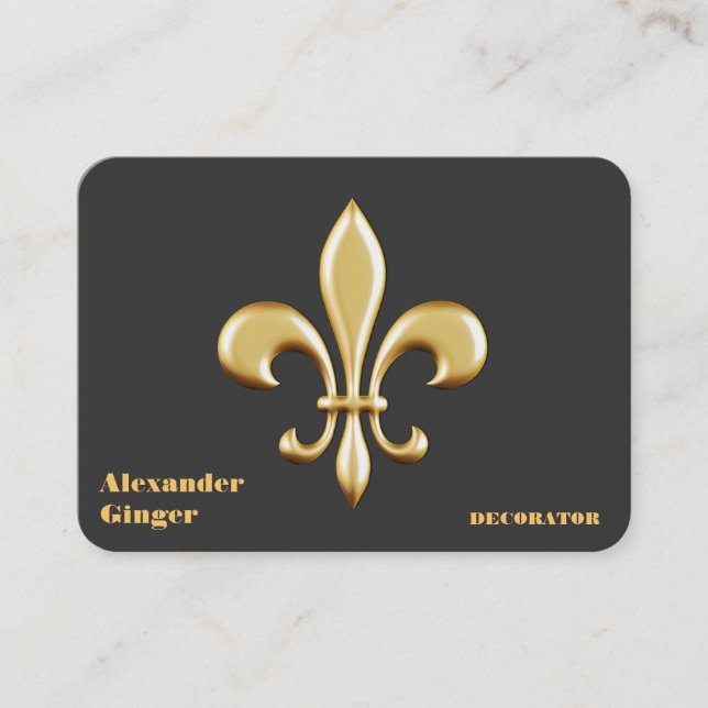 Guld- Fleur De Lis Visitkort (Framsida)