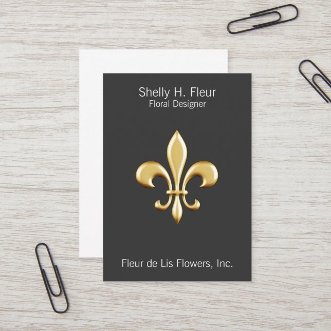 Guld- Fleur De Lis Visitkort (Fram/Back In Situ)