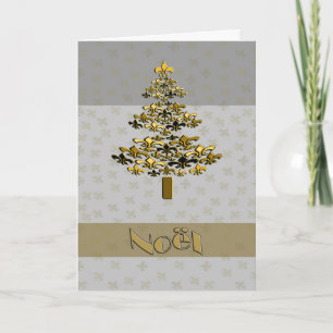 Guld Fleur de Lys julgran Noel Helgkort
