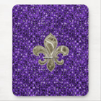 guld fleur de lys lila sequin mousserande