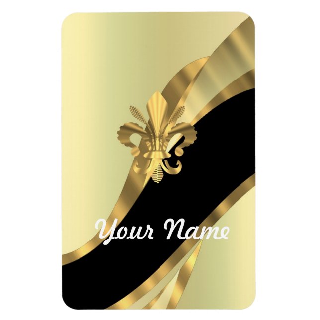 Guld fleur de lys personlig magnet (Vertikal)
