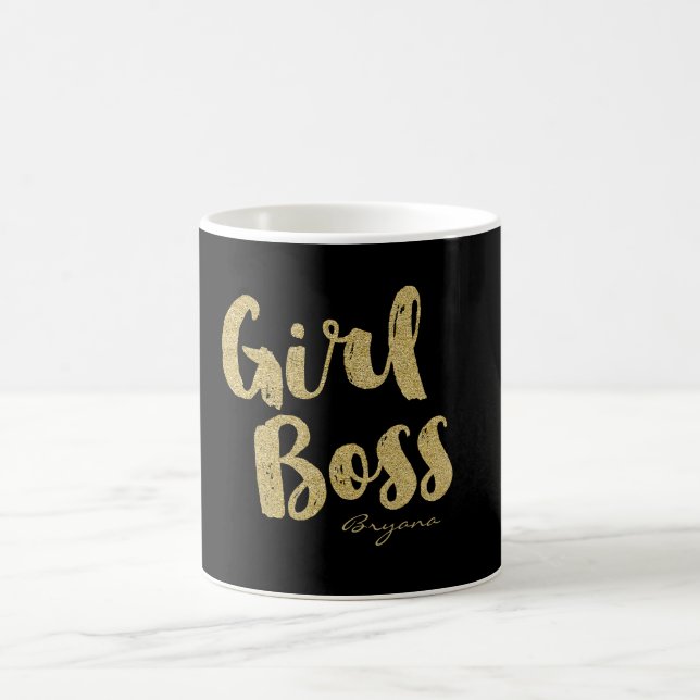 Guld Flicka BOSS Falsk Folie Typ Modern Kaffe Mugg (Center)