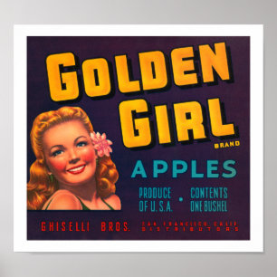 Guld- flickaäpplen poster