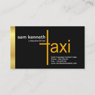 Guld - fliken Minimalistisk Elegant, svart Taxi Visitkort