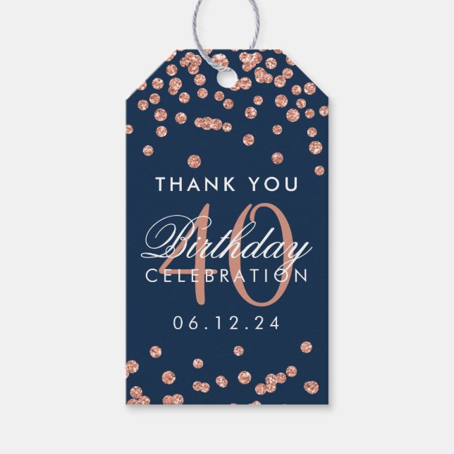 Guld-flottan, 40:e födelsedagskonfetti Tack ro Presentetikett (Framsidan)