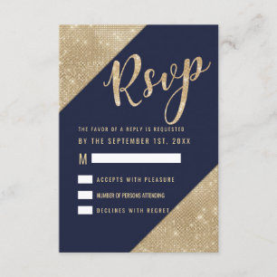Guld-flottan Blue Faux Glitter Sequin OSA Inbjudningar
