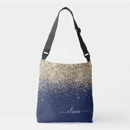 Guld-flottan Blue Girly Glitter Gnistra Monogram N Axelväska