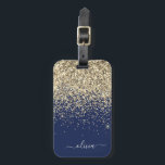 Guld-flottan Blue Girly Glitter Gnistra Monogram N Bagagebricka<br><div class="desc">Monogram Namn och första pelaren i guld och marinblått Gnistra Glitter. Märkrn i bagagepåsen gör perfekten söt 16-årsdag,  bröllop,  möhippa,  babydusch eller en servitris till någon som dekorerar hennes rum i stil.</div>