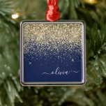 Guld-flottan Blue Girly Glitter Gnistra Monogram N Julgransprydnad Metall<br><div class="desc">Guld och marinblå Glitter Monogram Namn och första julprydnad. Det gör perfekten söt 16-årsjubileum,  bröllop,  möhippa,  årsdag,  babydusch eller bachelorette-fest för någon som glam lyxen och chic stilar i kärlek.</div>