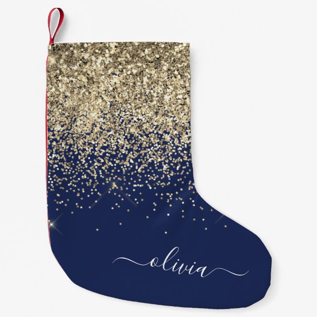 Guld-flottan Blue Girly Glitter Gnistra Monogram N Liten Julstrumpa (Framsidan)