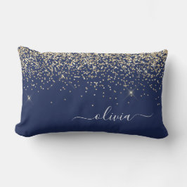 Guld-flottan Blue Girly Glitter Gnistra Monogram N Lumbarkudde