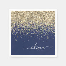Guld-flottan Blue Girly Glitter Gnistra Monogram N